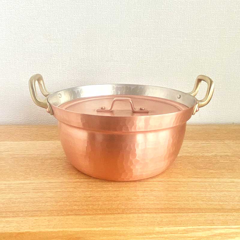完売【復刻版】工房アイザワ銅製段付鍋18ｃｍ（銅製蓋付）